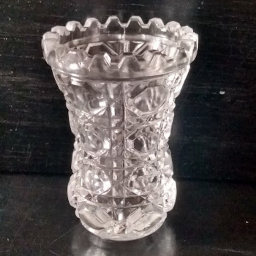 Vintage Cut Crystal Glass Hexagonal Toothpick Holder